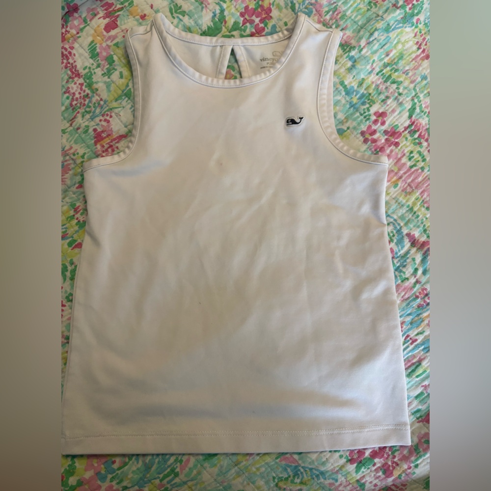 Vineyard Vines White Performance Tank with Subtle Whale Logo